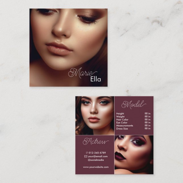 Modèle photo de carte comp moderne Plain Bourgogne (Devant / Derrière)