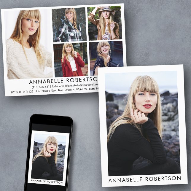 Modèle photo moderne 6 et carte comp acteur (Customize to change background color, text size or text style. Available for prints and download.)