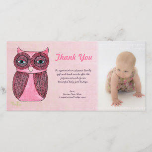 Modèle photo Photocard de Merci de hibou de bébé