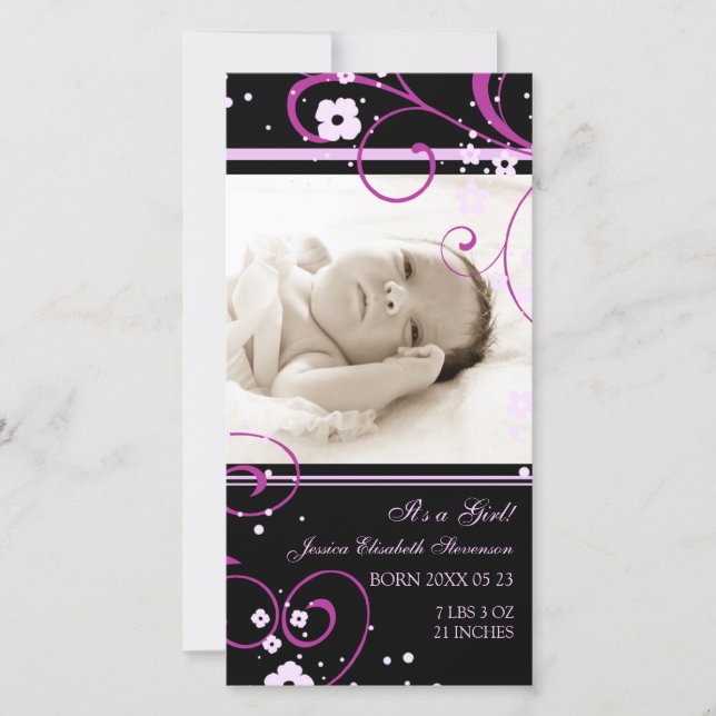 Modèle photo rose Nouveau Faire-part de naissance  (Devant)
