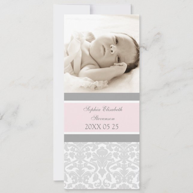 Modèle rose Grey Nouveau Faire-part de naissance b (Devant)