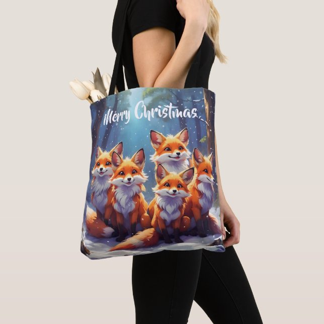 Modèle Sac fourre-tout Mignonne Renards Dans Une F (De près)