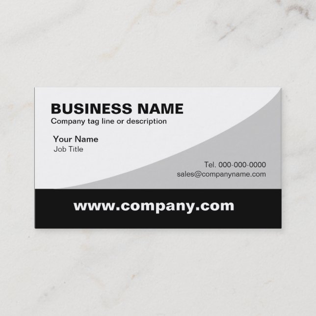 Modèles de carte de visite gris et blanc noir (Devant)