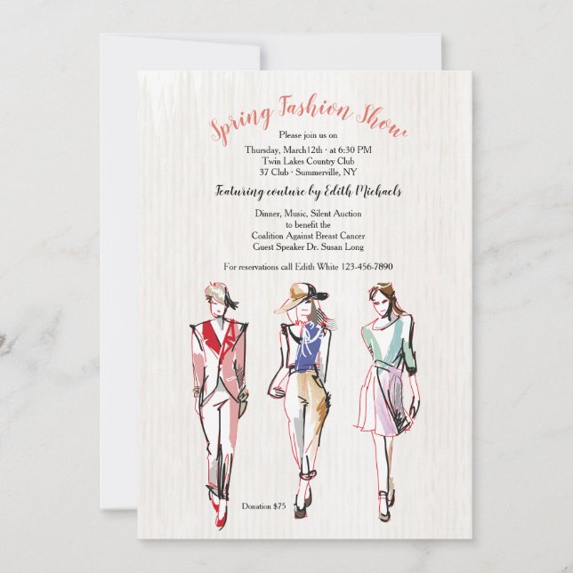 Modèles de mode Trois Fashion Show Invitation (Devant)