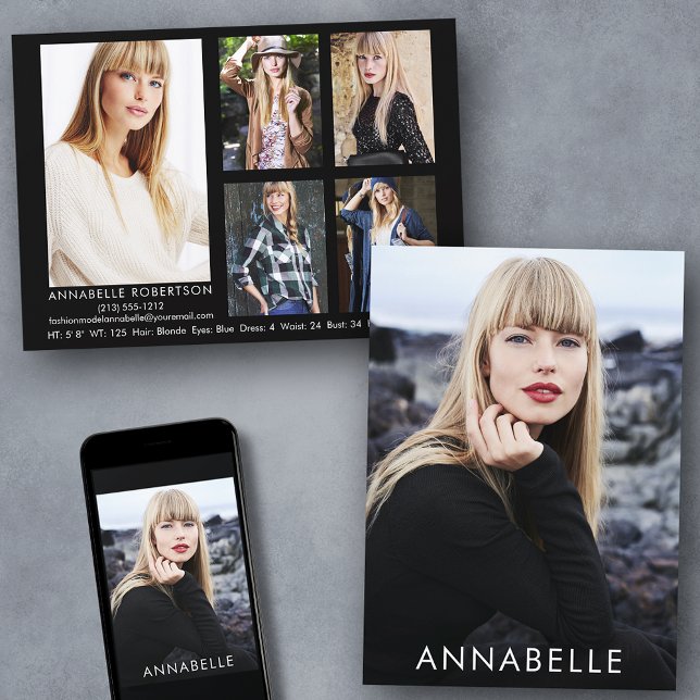 Modélisation de mode moderne 6 modèle photo Carte  (Customize to change background color, text size or text style. Available for prints and download.)