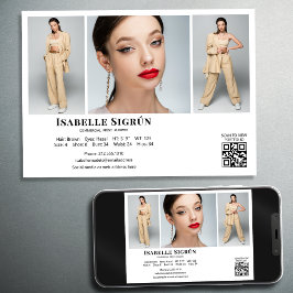 Modell Actor 3 Foto Comp Card Vorlage 12x18 weiß