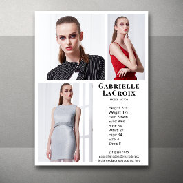 Modell Actor 3 Foto Pro Comp Card Vorlage Weiß