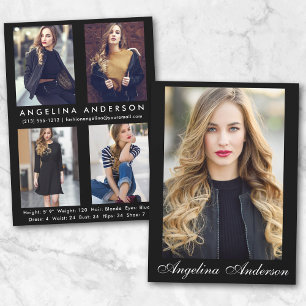 Modell Actor Comp Card Blk - 4 Foto Back - Script