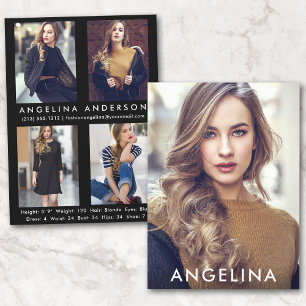 Modell Actor Comp Card Blk W- 4 Foto Zurück