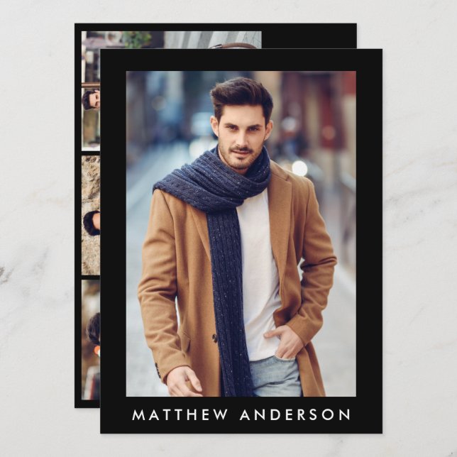 Modell Akteur Berufliche Foto Comp-Karte Schwarz (Vorne/Hinten)