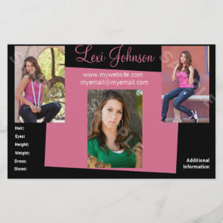 Modell Comp Cards Kopfschuss Zed Flyer