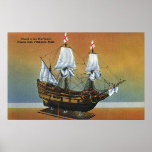 Modell der Mayflower in Pilgrim Hall View Poster