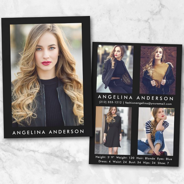 Modell für die Comp-Karte schwarz - 4 Foto Rücksei (Customize to change background color, text size or text style.)