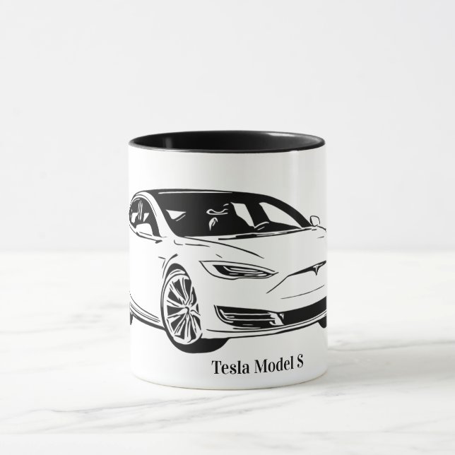 Modell S Schwarzweiß Auto Tasse (Zentrum)