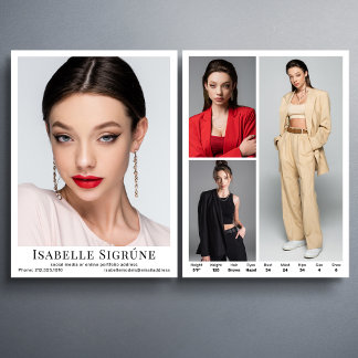 Modell Schauspieler 4 Foto 5.12x18.5 Comp Zed Card Einladung