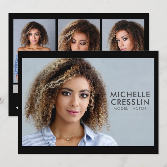 Modell Schauspieler 5.12x18.5 Comp Zed Card 3 Foto Einladung (Vorne/Hinten)