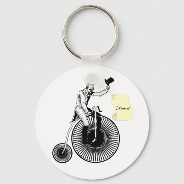 Modell T Penny Farthing Classic Black and White Schlüsselanhänger (Vorderseite)