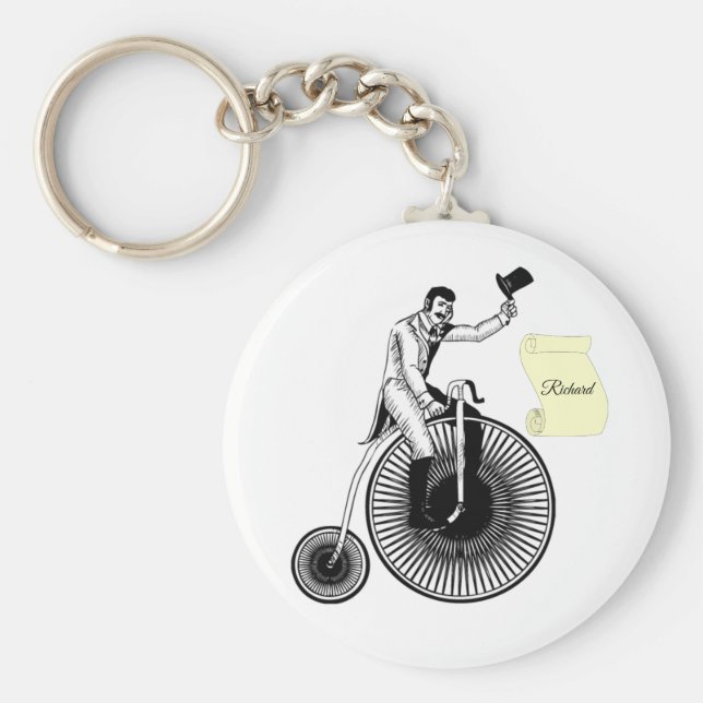 Modell T Penny Farthing Classic Black and White Schlüsselanhänger (Vorne)