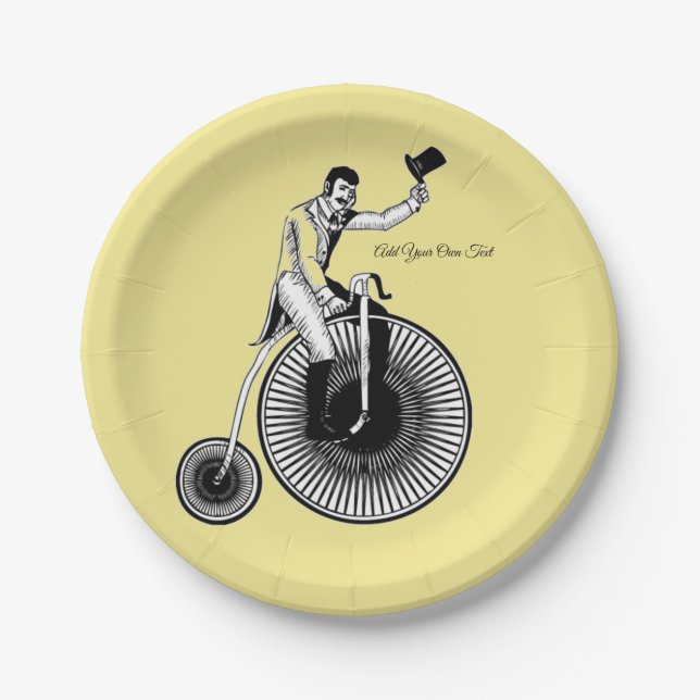 Modell T Penny Farthing Classic - Schwarz und Weiß Pappteller (Vorderseite)