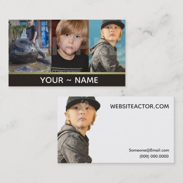 Modelle für Kinder und Schauspieler Headshot Visit Visitenkarte (Vorne/Hinten)