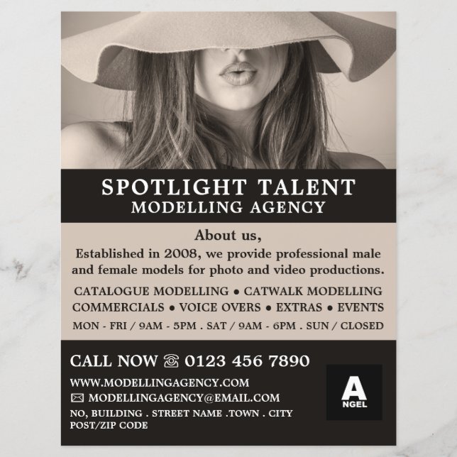 Modellieragentur, Modell-Agent Flyer (Vorne)