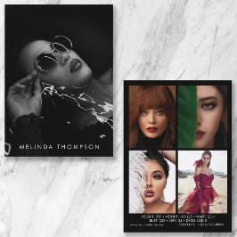 Modellieren von Schauspiel Comp Card 5 Foto Schwar Einladung