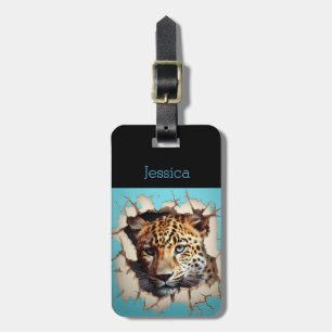 Modem Leopard Blauer benutzerdefinierbarer Name Gepäckanhänger