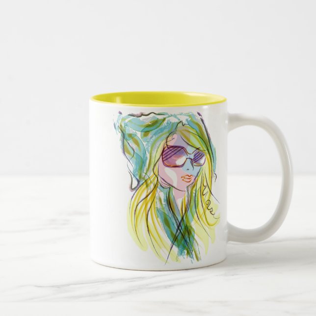 Modemädchen Zweifarbige Tasse (Rechts)