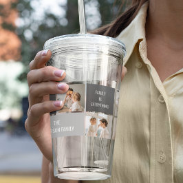 Moden 3Collage Foto & Grau Bestes Familiengeschenk Acryltrinkbecher