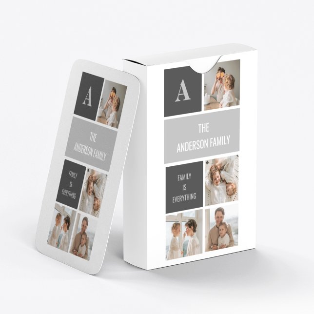 Moden 3Collage Foto & Grau Bestes Familiengeschenk Spielkarten (Von Creator hochgeladen)