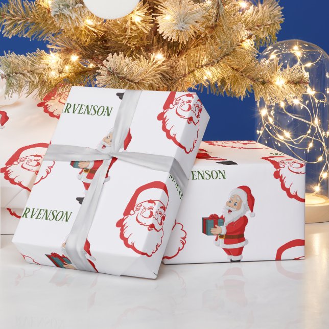 Moden Minimalistische Kalligrafie Santa Individuel Geschenkpapier (Feiertage)