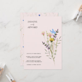 Moden Simple Wildblume Floral Wedding Einladung