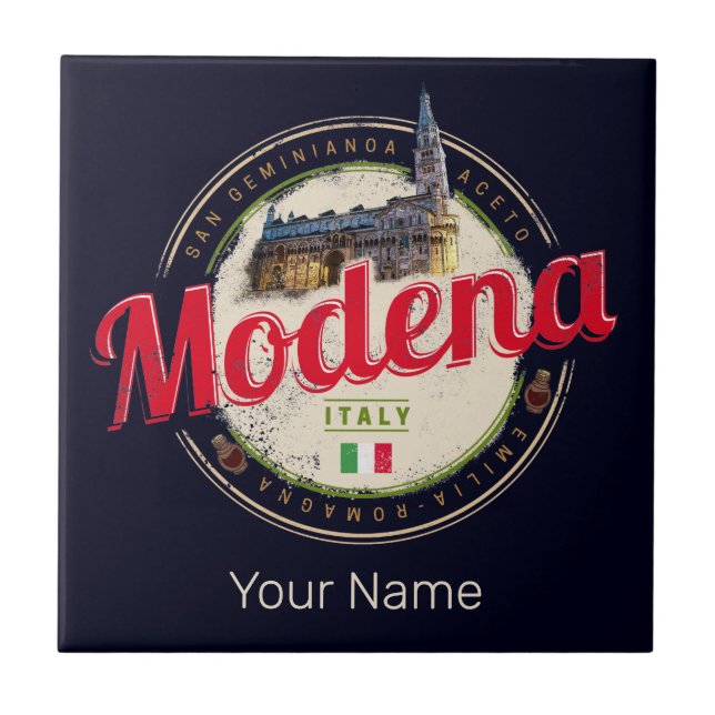 Modena Emilia-Romagna Balsamic Italien Souvenir Fliese (Vorderseite)
