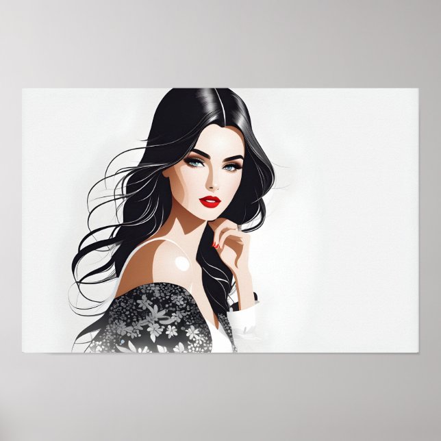 Modeportrait der Frauenkunst Poster (Vorne)