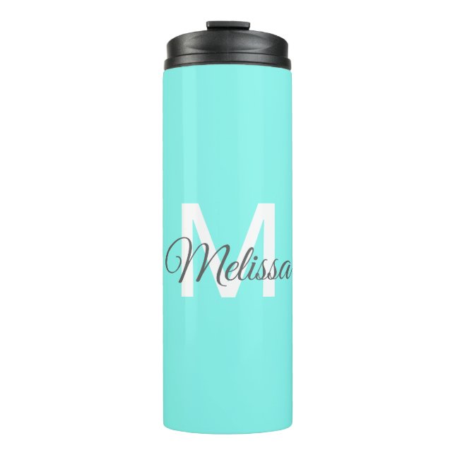 Moder chic minimalalist monogram Turquoise aqua bl Thermosbecher (Vorderseite)
