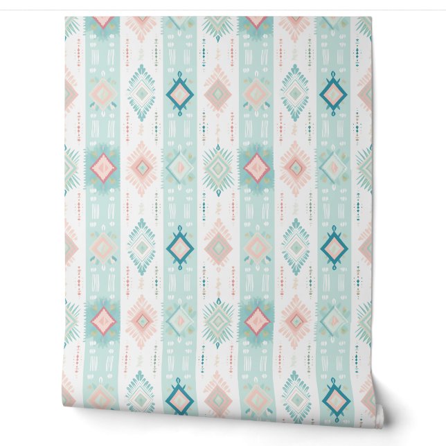 Moder Pastell Boho Druckmuster Tapete (Abrollen)