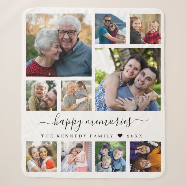 Modern 10 Photo Collage Quote Family Name Keepsake Sherpadecke (Vorderseite)