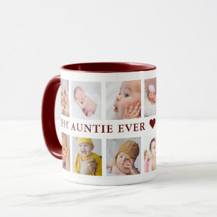 Modern 12 Foto Collage Maroon Beste Tante je Tasse