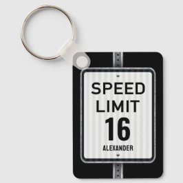 Modern 16th Birthday Speed Limit Sign Schlüsselanhänger