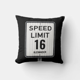Modern 16th Birthday Speed Sign Kissen