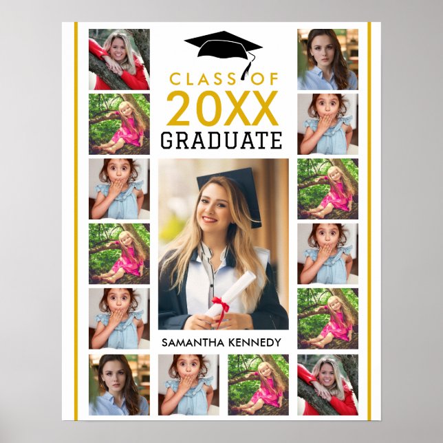 Modern 17 Photo Collage Class Of 2026 Graduation Poster (Vorne)