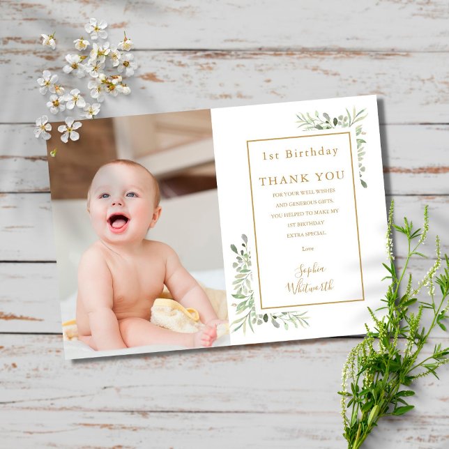 Modern 1. Geburtstag Vielen Dank Foto Dankeskarte (Von Creator hochgeladen)