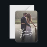 Modern 1 Photo Hand-Lettered Wedding Thank You Mitteilungskarte<br><div class="desc">A great and thoughtful way to thank your friends,  family,  and coworkers who graced you their presence on your your wedding day with this modern photo thank you cards with script hand lettered "thank you" and a love heart.</div>