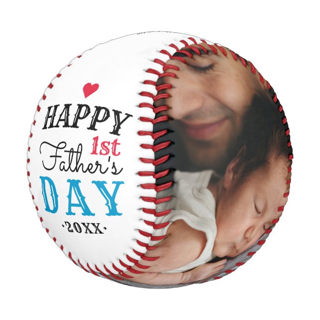 Modern 1st Vathage Typografy Baby Foto White Baseball (Schrägansicht)
