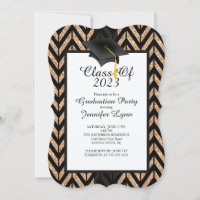 Modern 2015 Gold Black Graduation Party Einladung