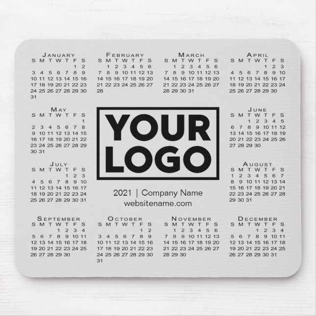 Modern 2021 Calendar Business Company Logo Grau Mousepad (Vorne)