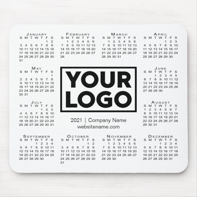 Modern 2021 Calendar Business Company Logo Weiß Mousepad (Vorne)