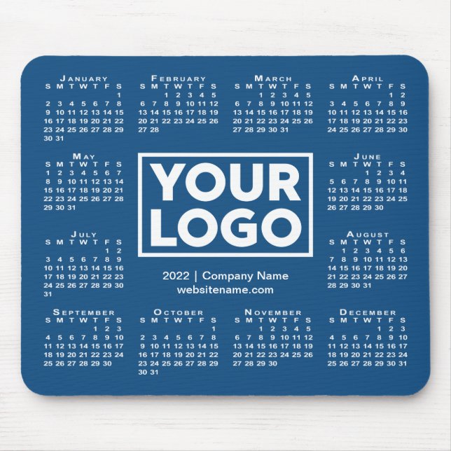 Modern 2022 Calendar Business-Logo Blau Mousepad (Vorne)