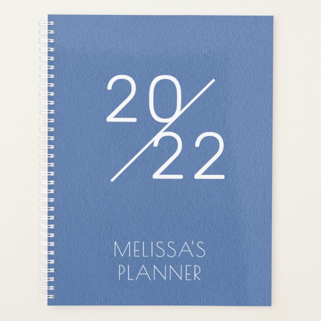 Modern 2022 Elegant Blue Personalisiert Name Plann Planer (Vorderseite)