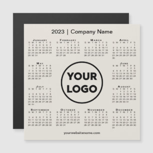 Modern 2023 Calendar Company Logo auf Beige Magnet